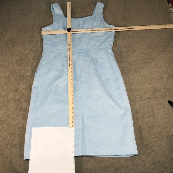 John Meyer Womens Dress 12 Blue Sleeveless Shift Pockets Back Slit Side Zip - Picture 6 of 11